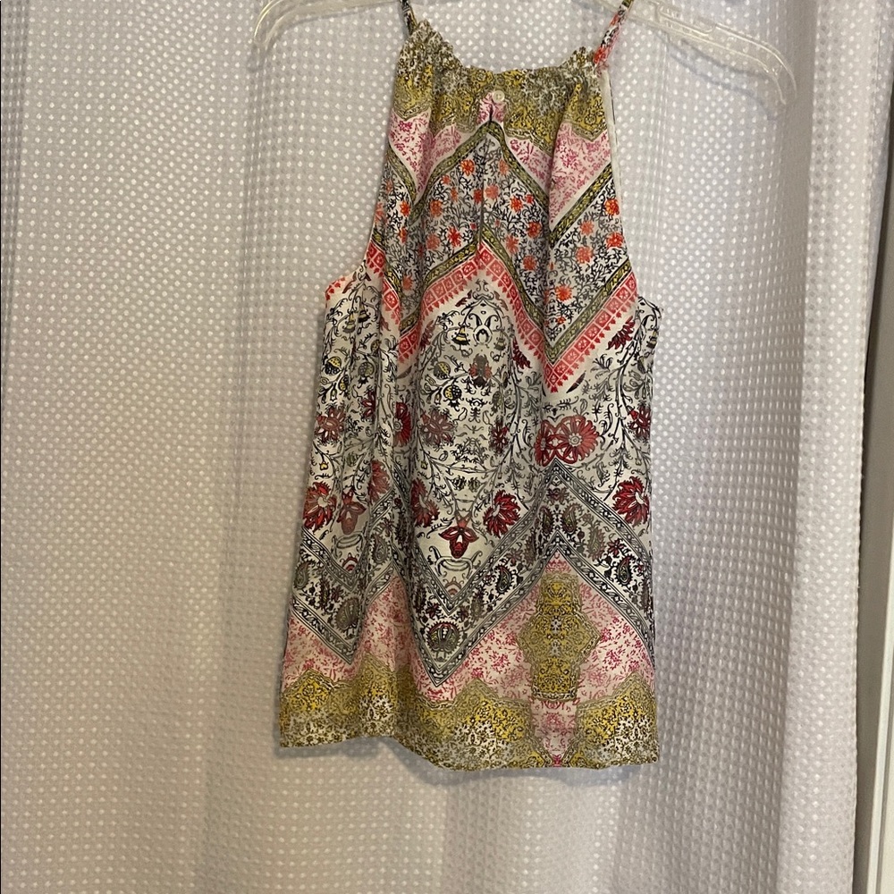 LOFT Floral Paisley Sleeveless top in Pink, Olive, Black - Picture 2 of 4